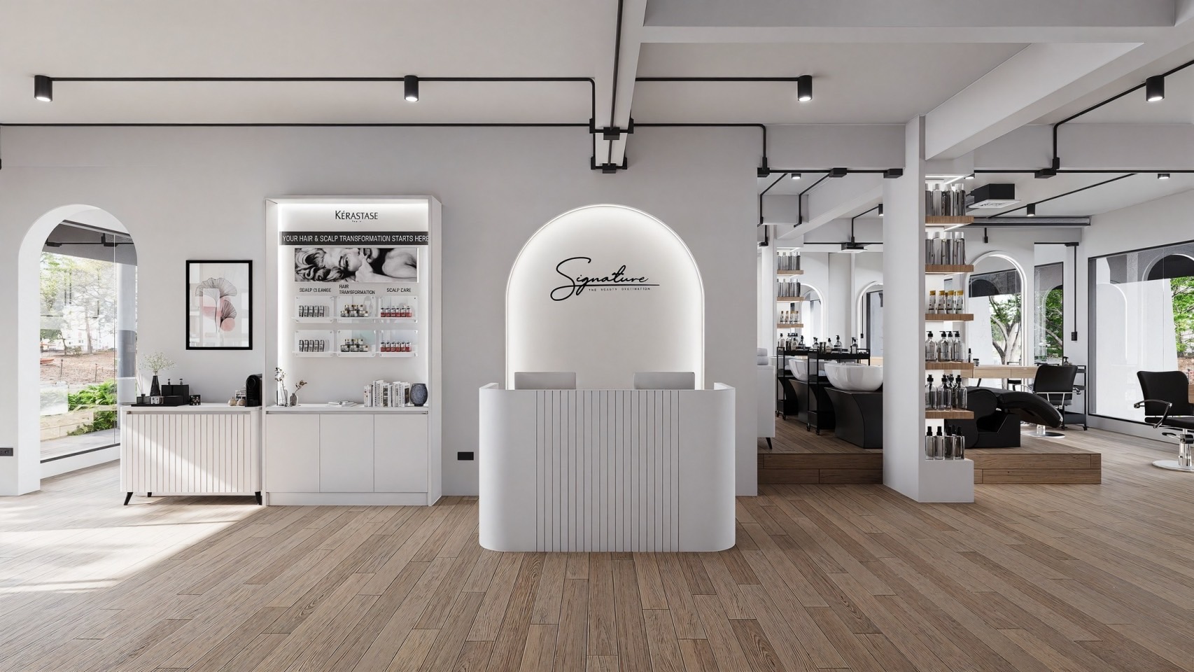 Salon Reception Area with Signature Branding