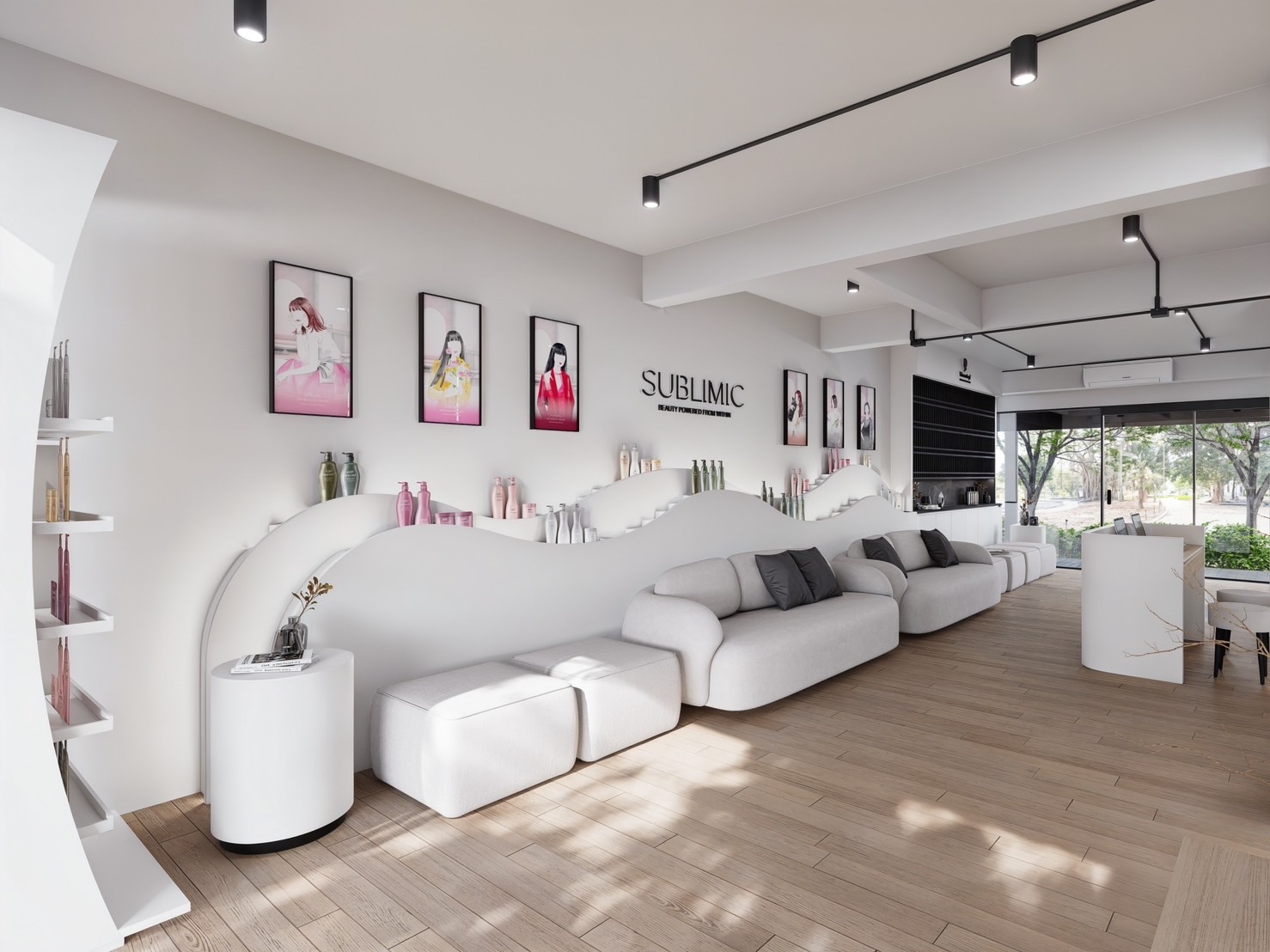 Modern salon interior featuring luxury styling stations and professional equipment at EDITION Salon Pattaya